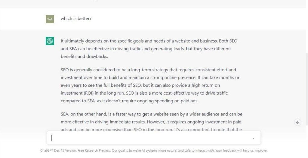 ChatGPT response - which is better?