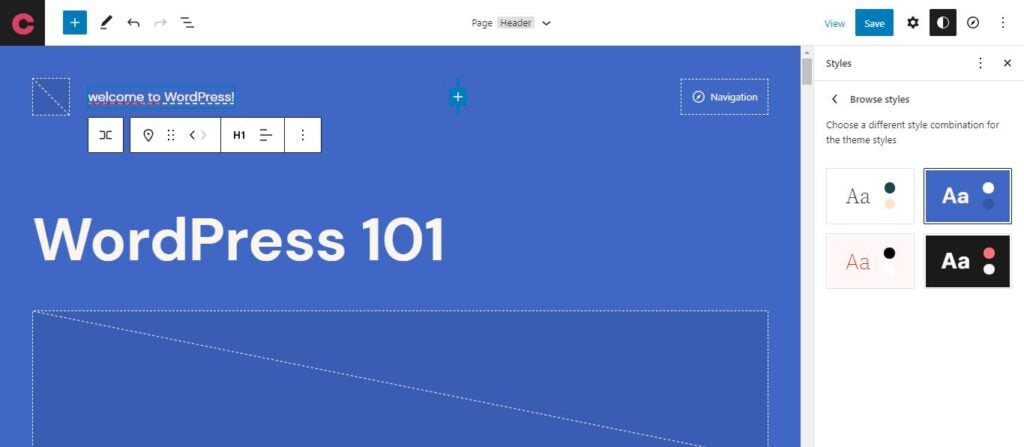 WordPress 6.0 standard theme one-click design