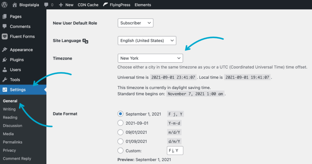 Setting the proper timezone is important, especially when scheduling content for when your audience is going to see it