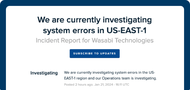 Disaster Recovery Wasabi