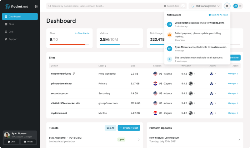 Rocket.net - Paving the Way for Massive Scale 4 Rocket.net customer portal