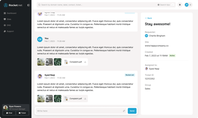 Rocket.net - Paving the Way for Massive Scale 7 Rocket.net helpdesk experience