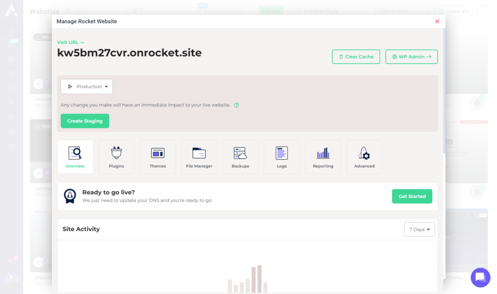 Access the Rocket.net Dashboard from directly within Atarim