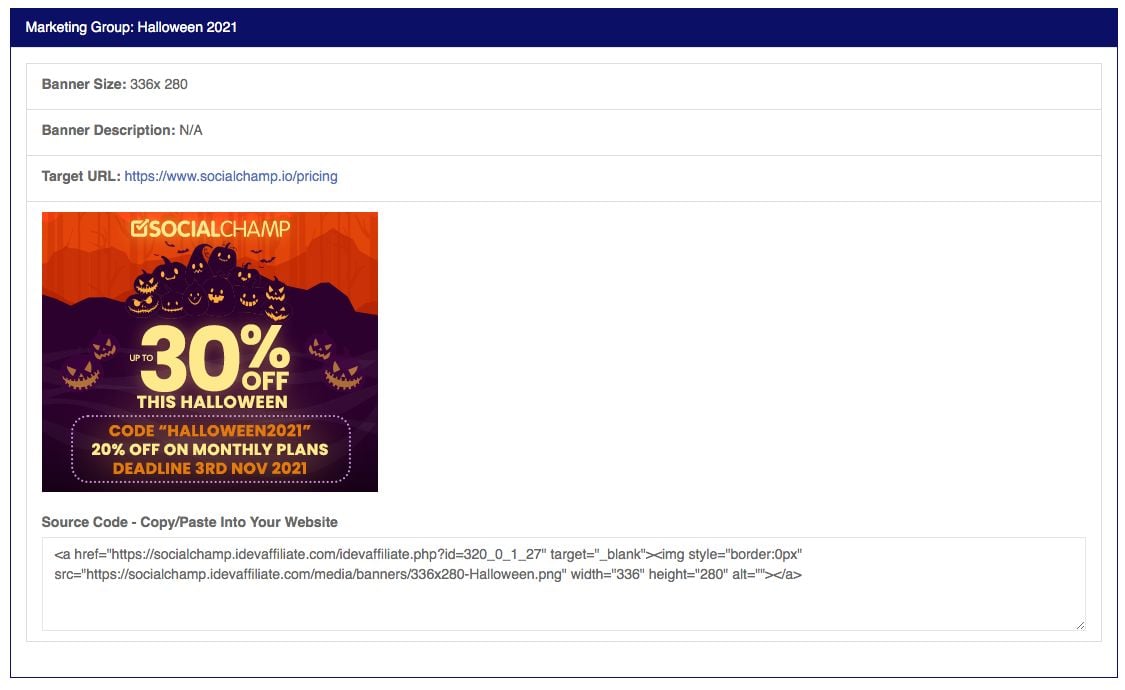 Social Champ Halloween Banner - Top 10 Best Affiliate Programs To Monetize Your WordPress Website - Best Affiliate Programs