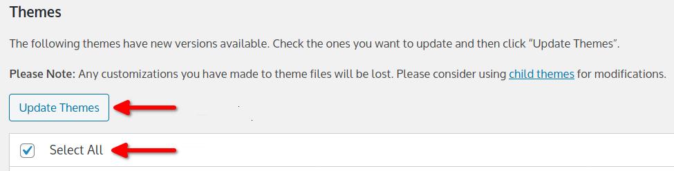 wordpress admin themes updates annotated - Stay Safe and Keep Your WordPress Up To Date - WordPress Up To Date