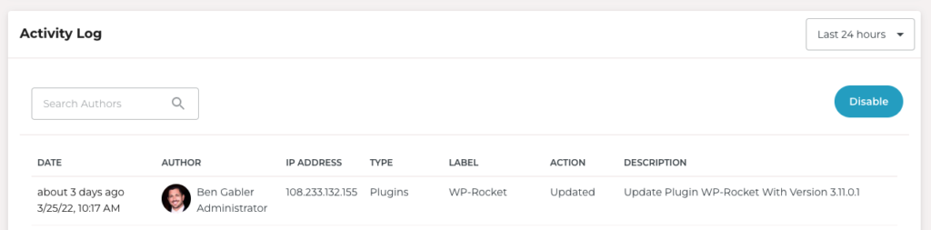Introducing: The Best WordPress Activity Logging Without Plugin Bloat 1 it's as simple as logging in to your Rocket.net Control Panel to see your activity log